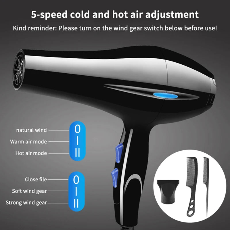 Hair Dryer 1800W Professional Powerful Hair Dryer Fast Heating Hot And Cold Adjustment Ionic Air Blow Dryer with Air Collecting