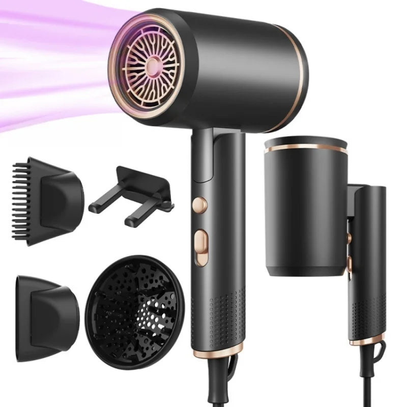 220V New Foldable Hair Dryer 2400W High-Power Silent Hair Dryer With Cold And Hot Air Distribution And Multi Nozzle Blower