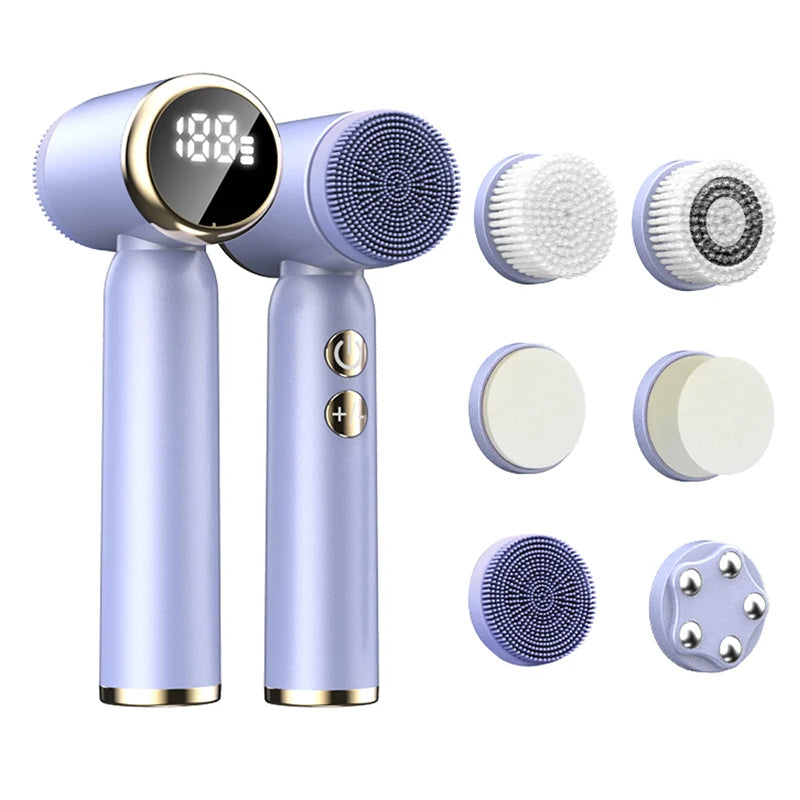Electric Facial Cleansing Brush With Led Display Sonic Vibration Technology 3 Speed Modes, Exfoliator Ultrasonic Deep Cleansing