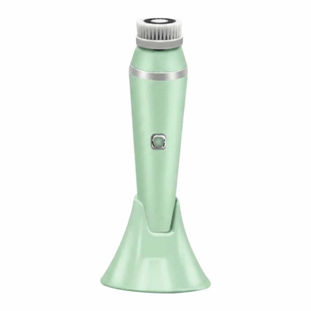Silicone Electric Facial Cleansing Brush 4 Replaceable Brush Heads Ultrasonic Face Cleansing Device USB Recharge Genttle