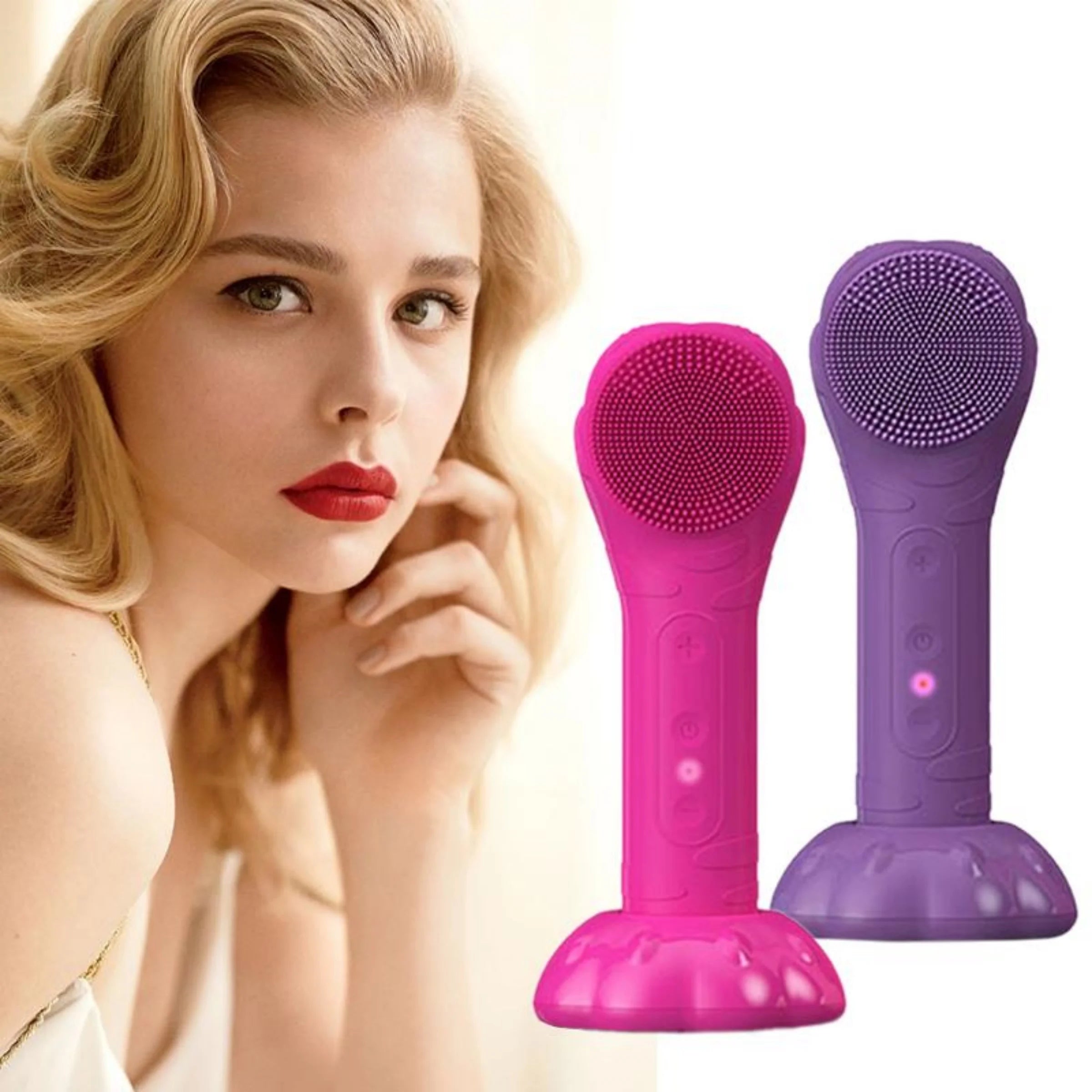 Electric Silicone Facial Cleansing Brush Sonic Face Scrubber Waterproof Rechargeable Exfoliating Deep Clean Skin Care Tool