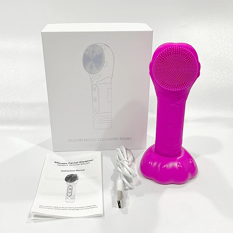 Electric Silicone Facial Cleansing Brush Sonic Face Scrubber Waterproof Rechargeable Exfoliating Deep Clean Skin Care Tool