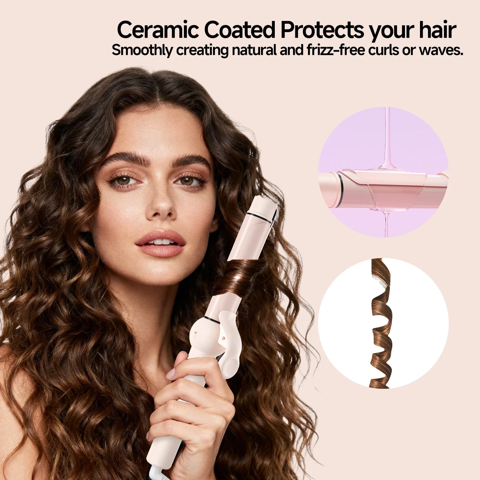 Multi-in-One Curling Iron Set Interchangeable Heads 32mm Ceramic Coating Negative Ions Auto Shut-off Hair Styler for Women