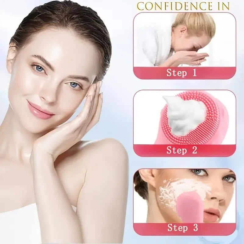 Electric Silicone Facial Cleansing Brush Sonic Face Scrubber Waterproof Rechargeable Exfoliating Deep Clean Skin Care Tool