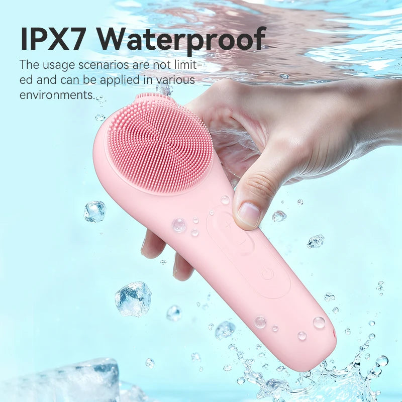 Silicone Face Scrubber, Waterproof Rechargeable Facial Cleansing Brush, 5 Cleansing Modes with Nose Brush for Women & Men Electr