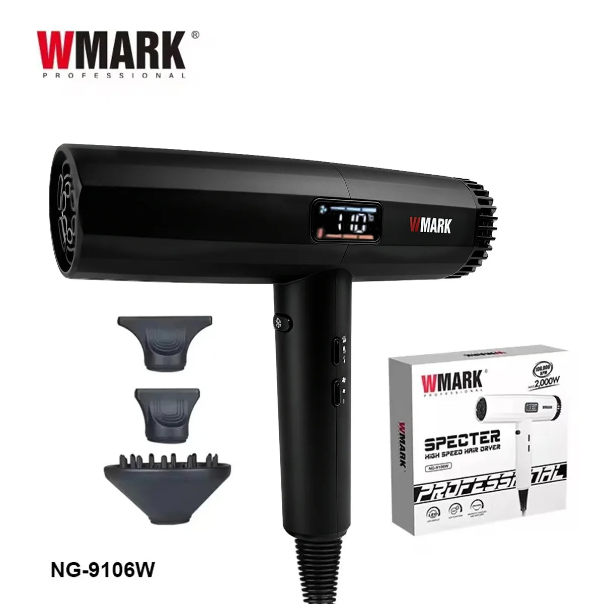 WMARK Hair Dryer Professional Blow Drier Hot and Cold Adjustment Hair Dryer Machine Wired Negative Ion Home Appliance NG-9106W