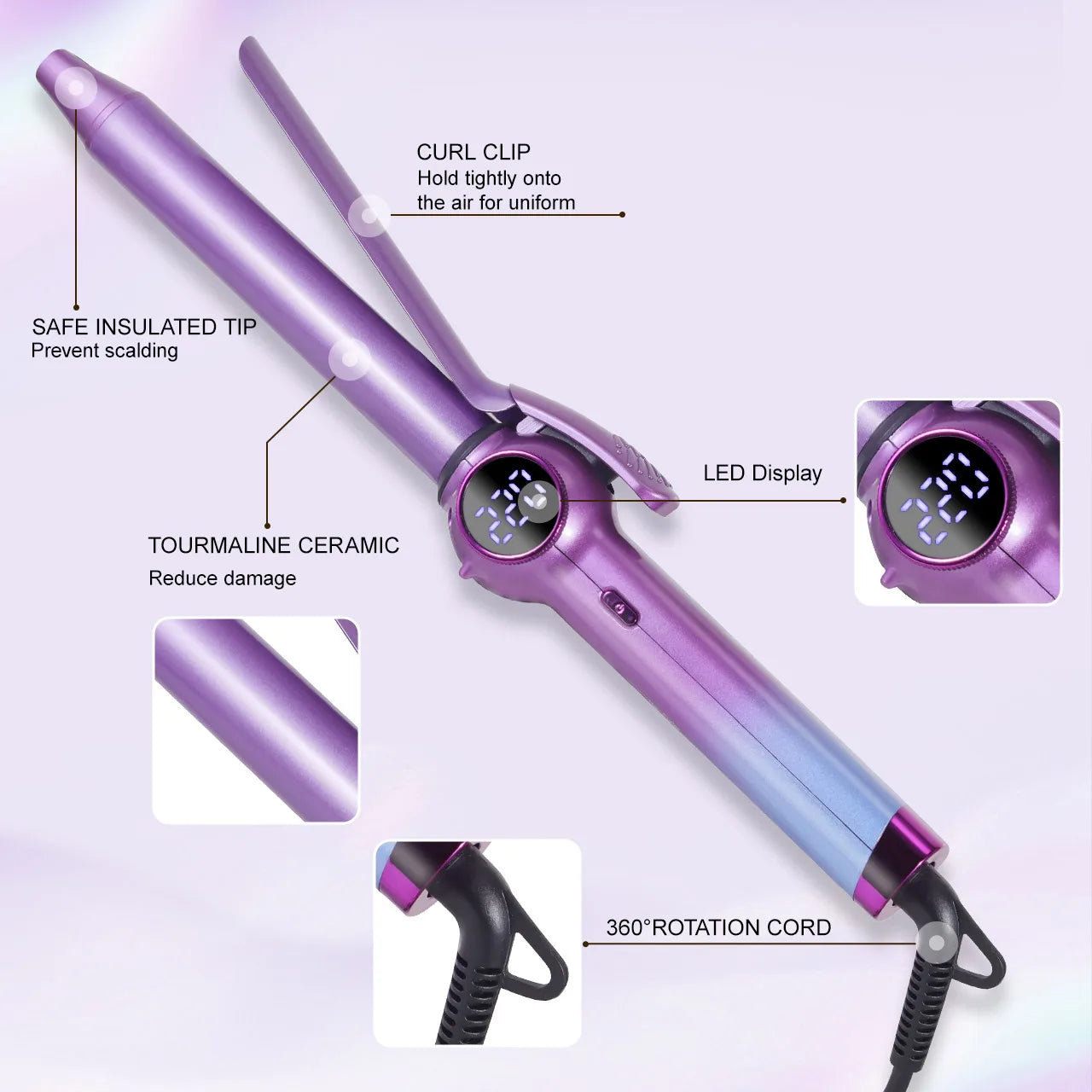 Hatteker Electric Curling Iron for Women Portable Negative Hair Curler No Damage to Hair Convenient for Home Use