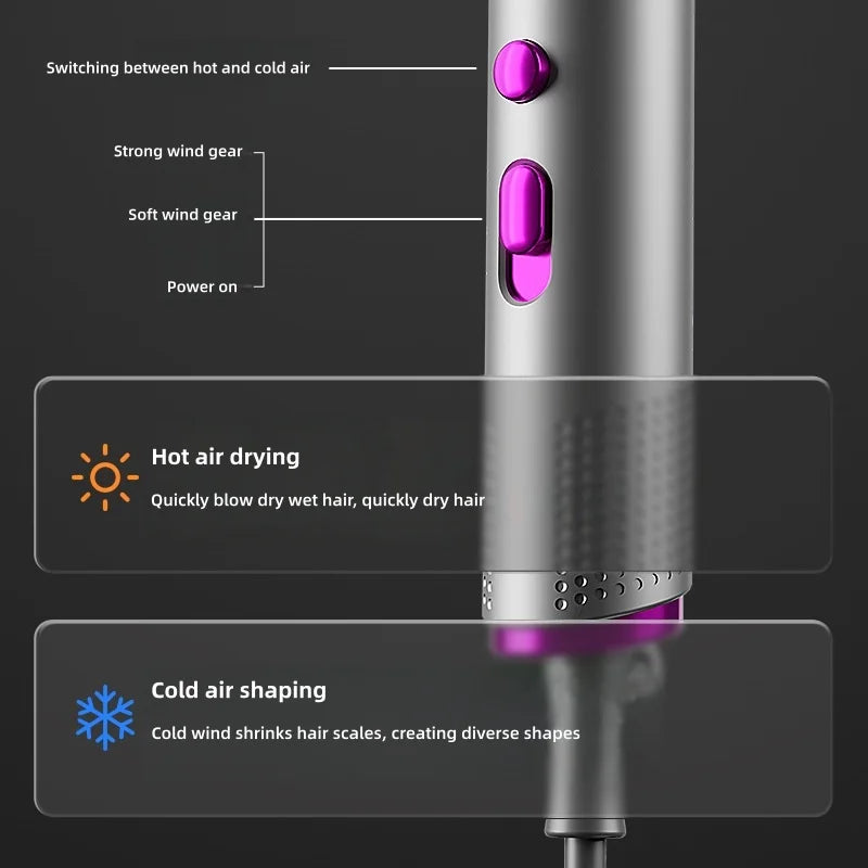 220V New Foldable Hair Dryer 2400W High-Power Silent Hair Dryer With Cold And Hot Air Distribution And Multi Nozzle Blower