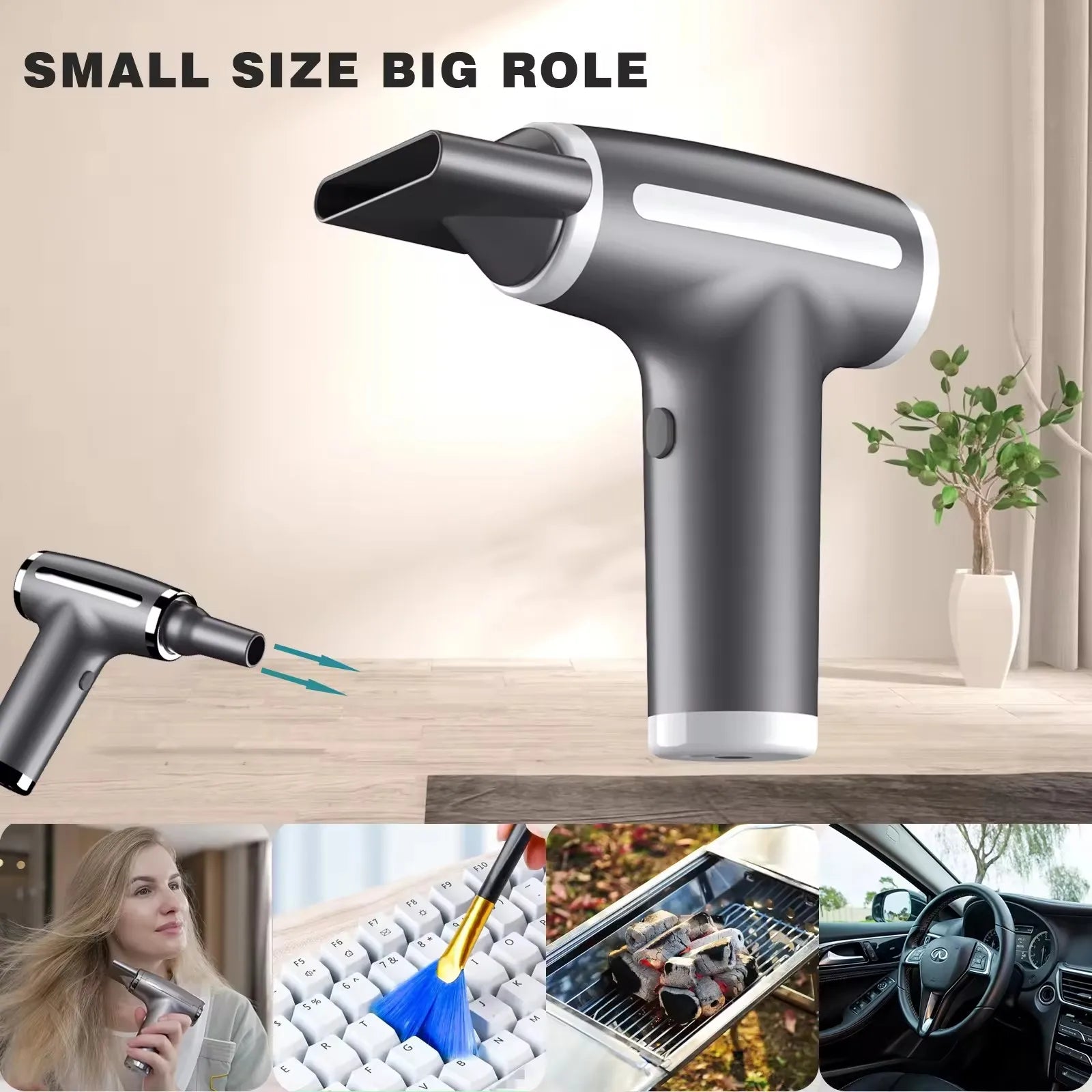 Wireless Hair Dryer High-Power Wind Fast Cleaning Dust Blowing Blow Dryer Household Outdoor USB Multifunctional Hairdryer