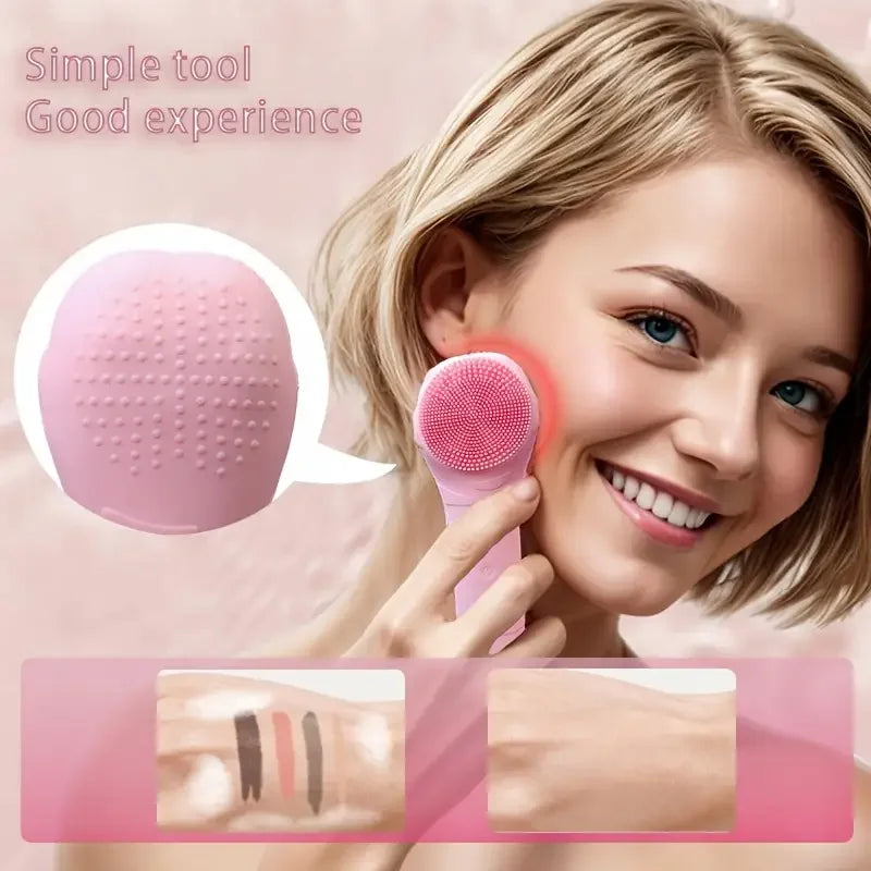 Electric Silicone Facial Cleansing Brush Sonic Face Scrubber Waterproof Rechargeable Exfoliating Deep Clean Skin Care Tool