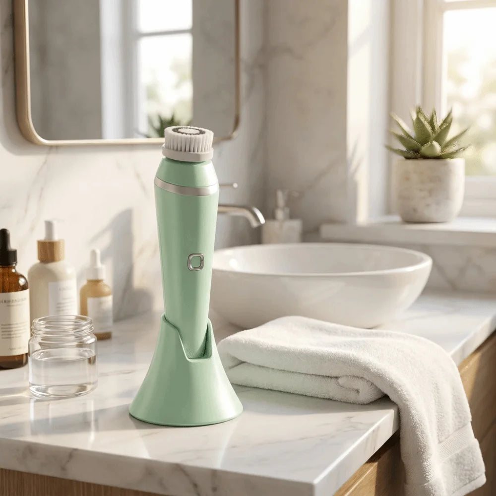 Silicone Electric Facial Cleansing Brush 4 Replaceable Brush Heads Ultrasonic Face Cleansing Device USB Recharge Genttle