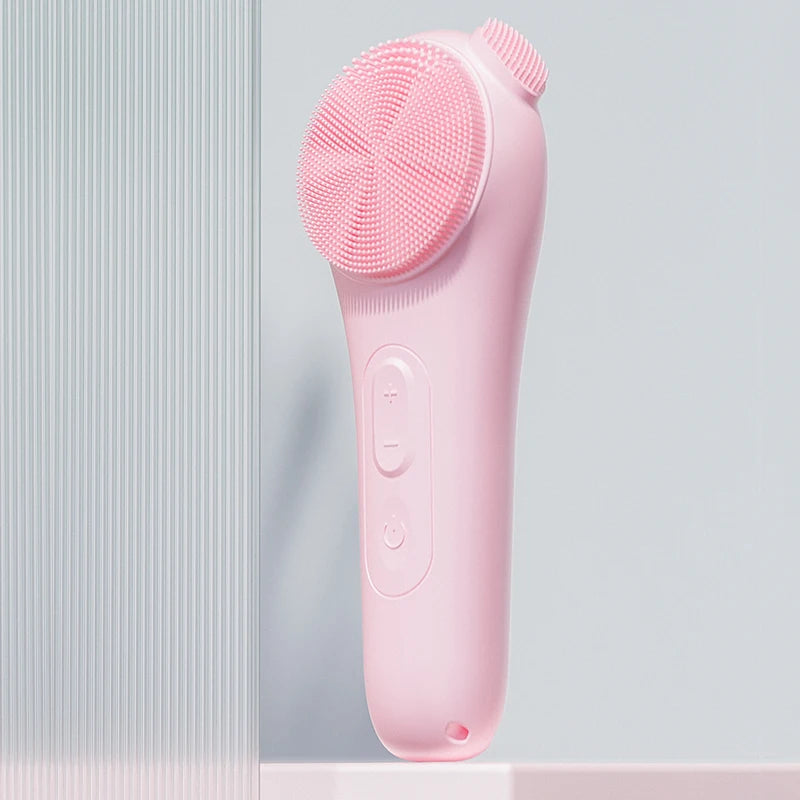 Silicone Face Scrubber, Waterproof Rechargeable Facial Cleansing Brush, 5 Cleansing Modes with Nose Brush for Women & Men Electr