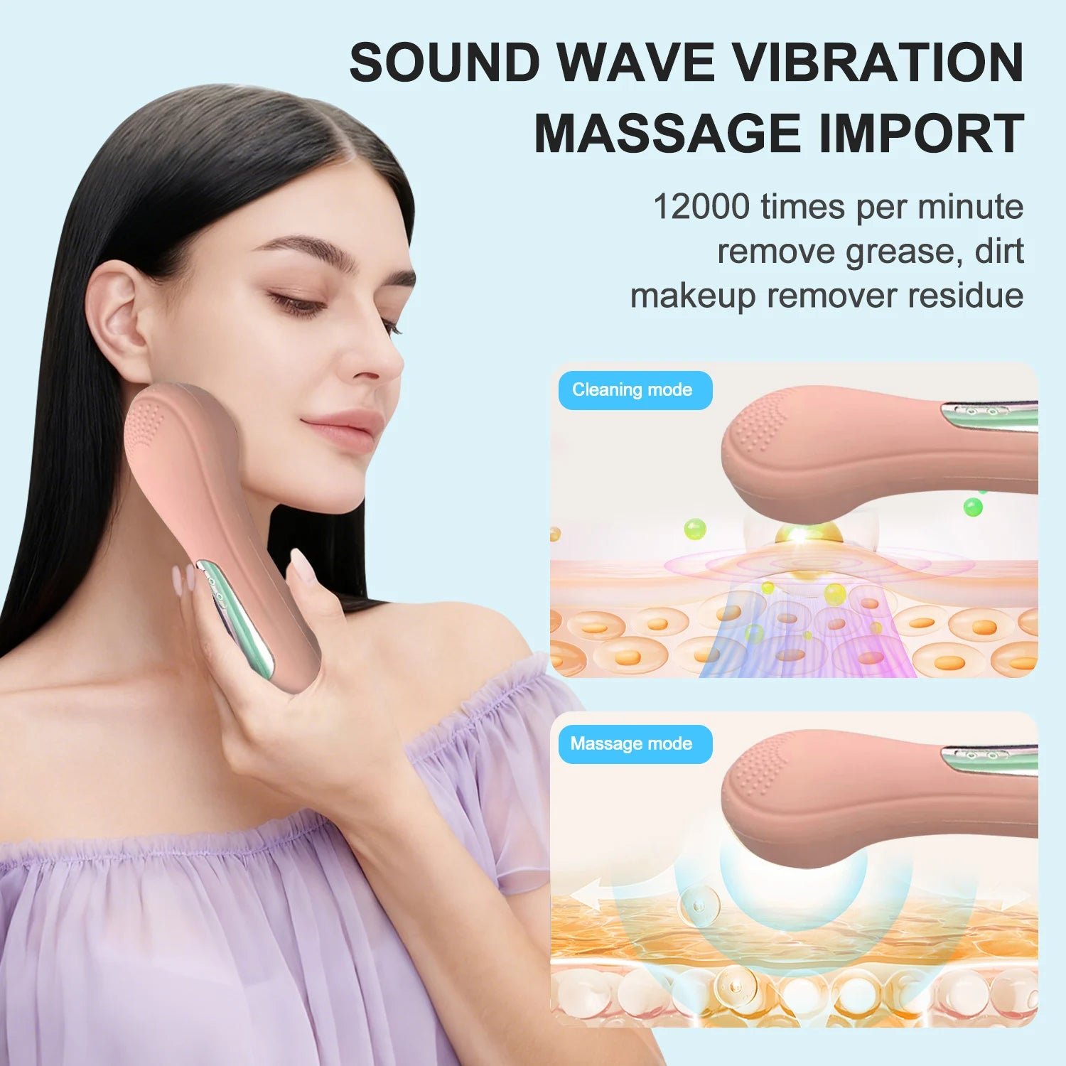 CMH Ultrasonic Waterproof Cleansing Brush Rechargeable Frosted Exfoliating Vibrating Deep Cleaning and Skincare Tool