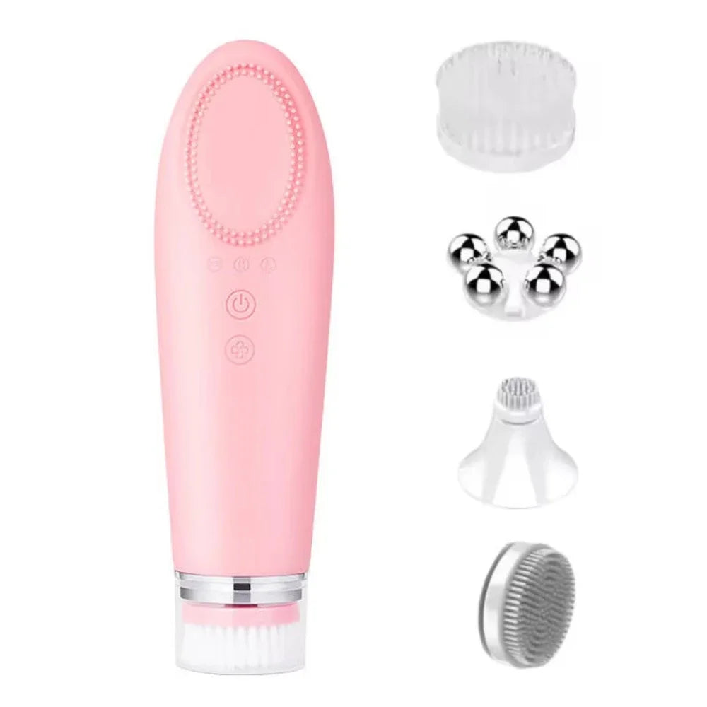 Multifunction Warm Facial 4 in 1Cleaning Brush Electric Face Washing Instrument 56℃ Face Massager Eye Face Cleaning Anti-Aging