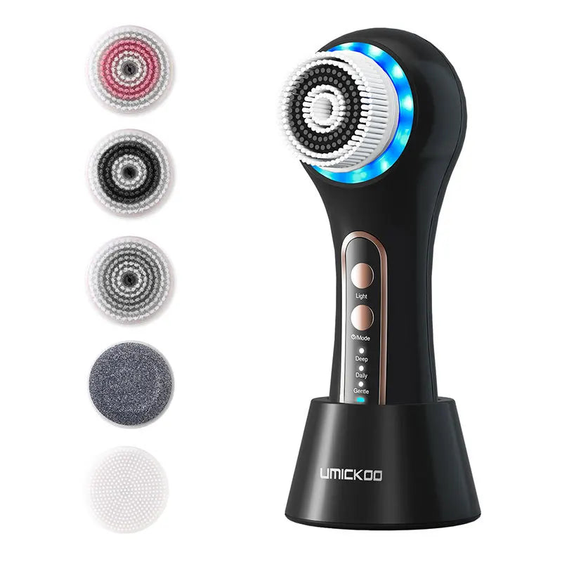 Electric Face Scrubber Exfoliator Facial Cleansing Brush with 5 Brush Heads for Skin Care Exfoliating Massager Deep Cleansing