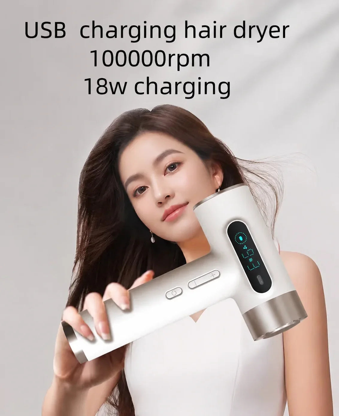 Wireless Hair Dryer For Students Dormitory 300W High Speed Motor Portable USB Charging Cold Hot Wind Blow Dryer Tool