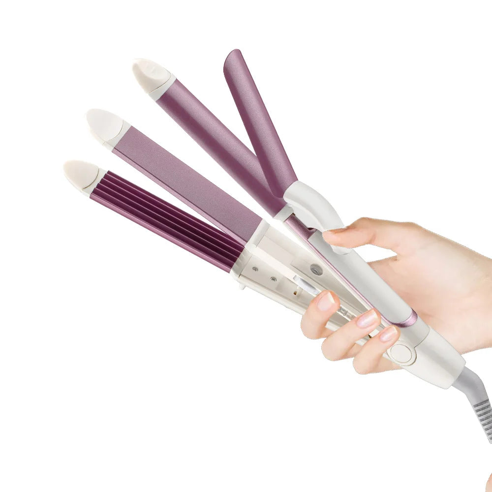 3 in 1 Electric Hair Curler and Straightener Personal Hair Styling Tools Wave Tourmaline Ceramic Styler Curling Iron
