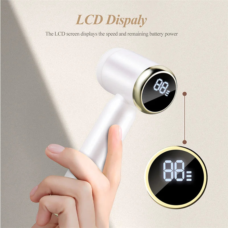 Electric Facial Cleansing Brush With Led Display Sonic Vibration Technology 3 Speed Modes, Exfoliator Ultrasonic Deep Cleansing