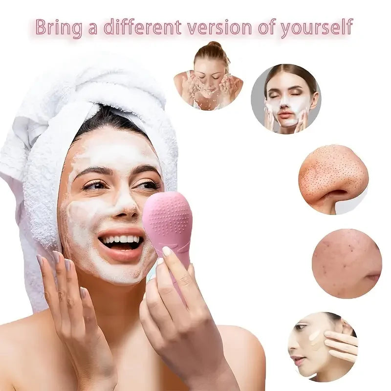 Electric Silicone Facial Cleansing Brush Sonic Face Scrubber Waterproof Rechargeable Exfoliating Deep Clean Skin Care Tool