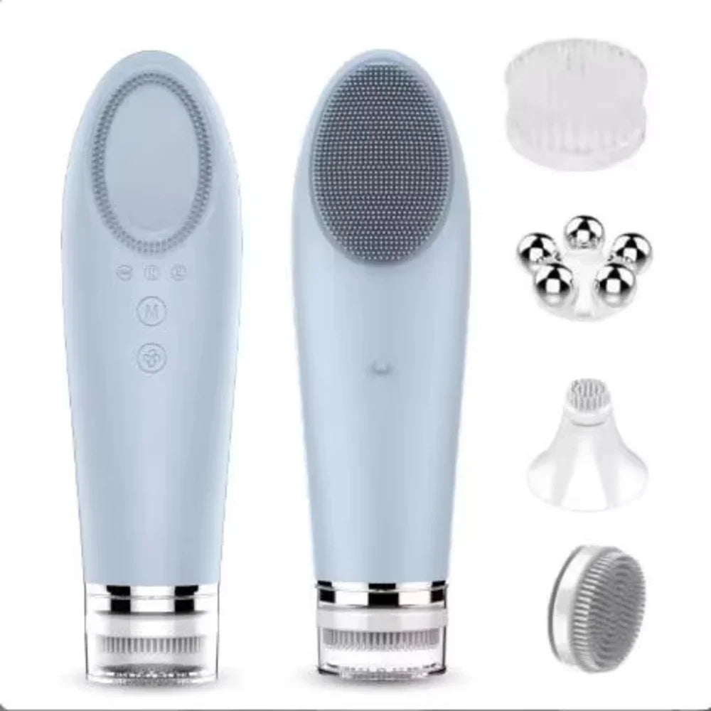 Multifunction Warm Facial 4 in 1Cleaning Brush Electric Face Washing Instrument 56℃ Face Massager Eye Face Cleaning Anti-Aging