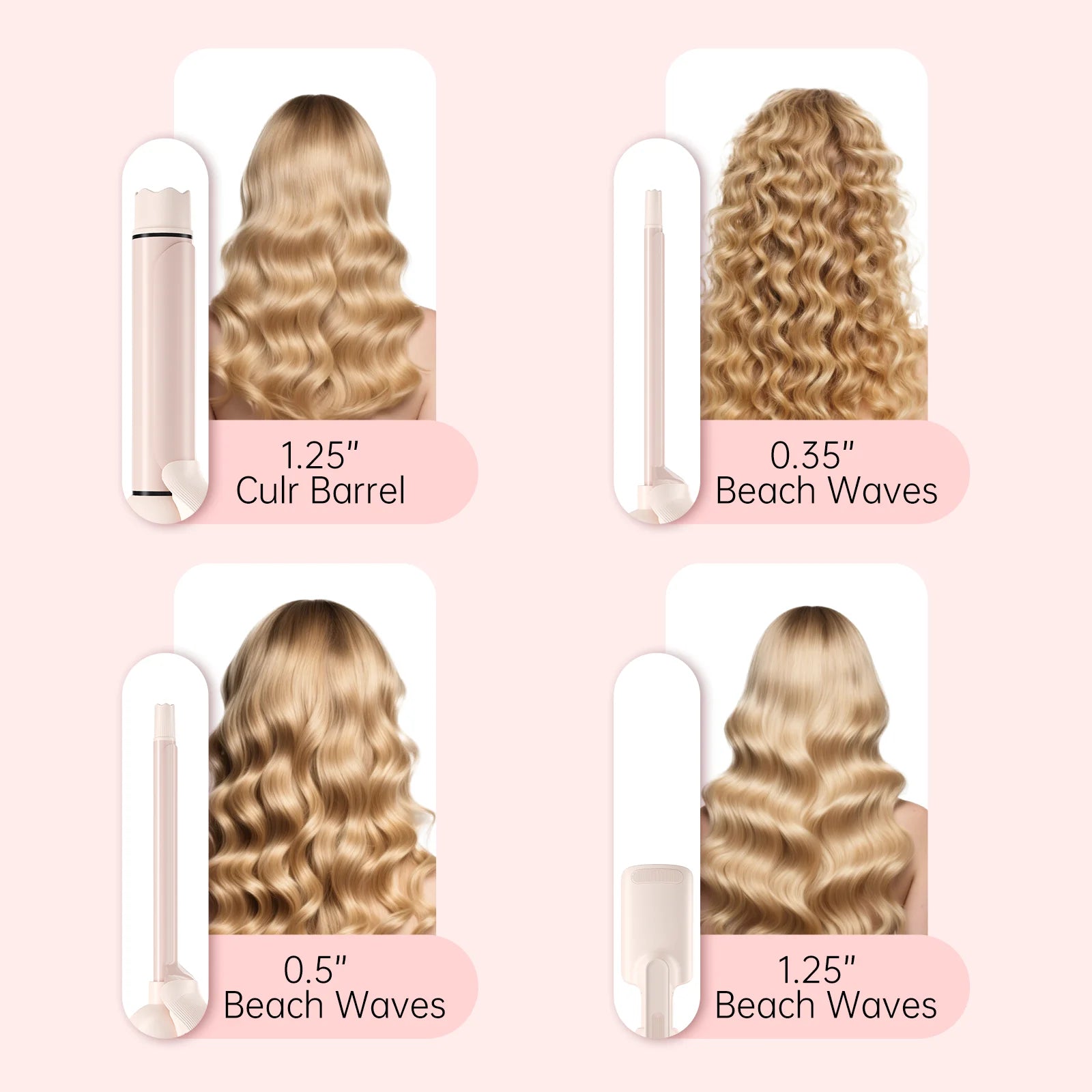 Multi-in-One Curling Iron Set Interchangeable Heads 32mm Ceramic Coating Negative Ions Auto Shut-off Hair Styler for Women