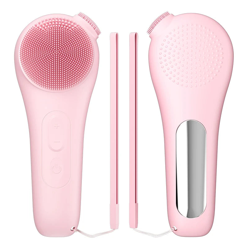 Silicone Face Scrubber, Waterproof Rechargeable Facial Cleansing Brush, 5 Cleansing Modes with Nose Brush for Women & Men Electr