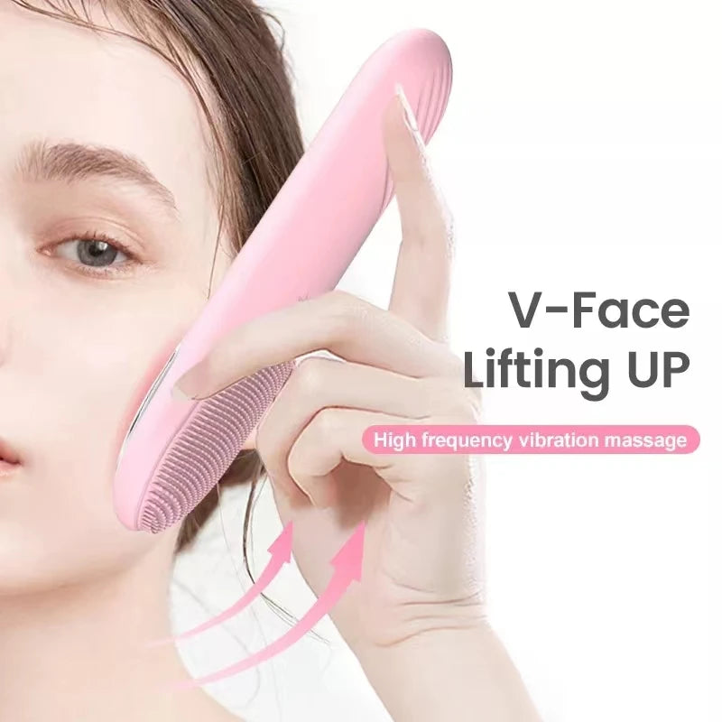 Warm Electric Facial Cleanser Brush Home Use Facial Skin Tightening Deep Cleaning Silicone Face Brush