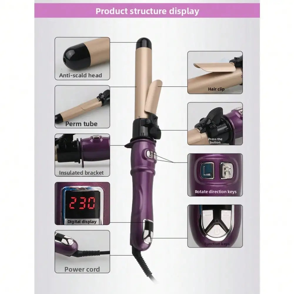 Auto Rotating Electric Hair Curler For Men Women Home Dressing Room Hairstyling 1PC Birthday Gift Anti-Scald Ceramic Constant Temperature Long Lasting Curls Travel Outdoor Business Trip Beauty Salon & Family Bathroom Create n