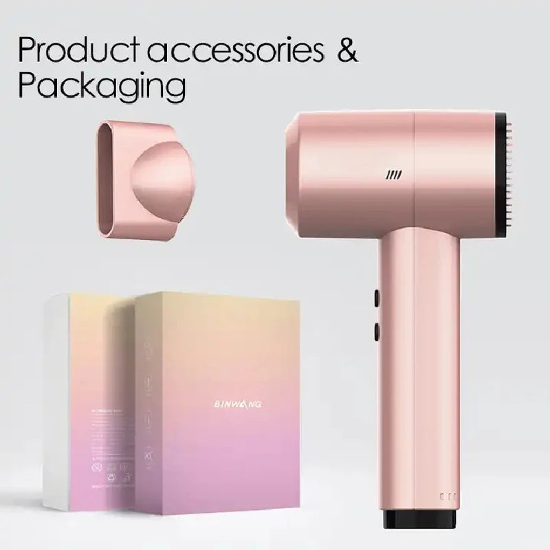 Portable Wireless Rechargeable Hair Dryer With Cold And Hot Air Lithium Battery Cordless 300W Outdoor Travel Blow Dryer