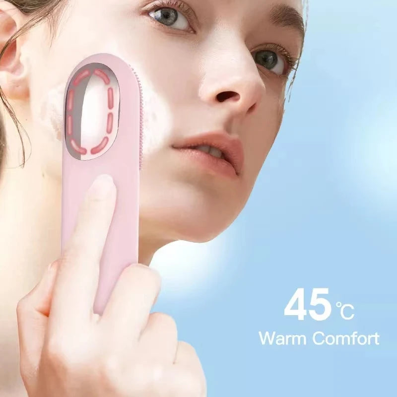 Warm Electric Facial Cleanser Brush Home Use Facial Skin Tightening Deep Cleaning Silicone Face Brush